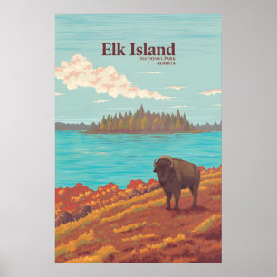 Elk Island National Park Alberta Canada Travel Poster