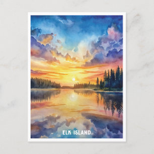 Elk Island National Park Watercolor Painting Postcard