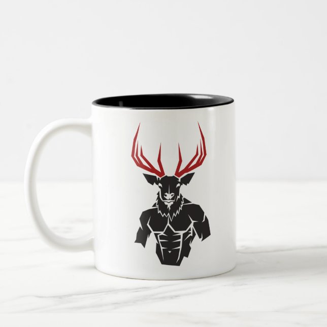 Elk Man Warrior Two-Tone Coffee Mug (Left)