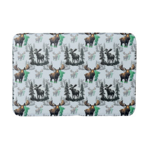 Elk Moose Antlers Deer Pattern Design Bath Mat
