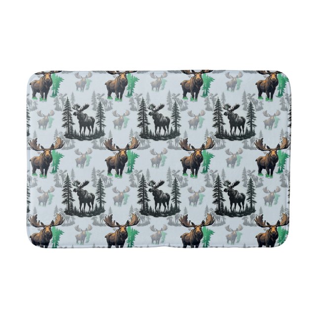 Elk Moose Antlers Deer Pattern Design  Bath Mat (Front)