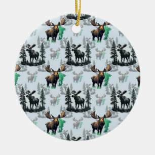 Elk Moose Antlers Deer Pattern Design  Ceramic Ornament
