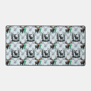 Elk Moose Antlers Deer Pattern Design Desk Mat