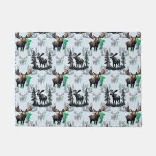 Elk Moose Antlers Deer Pattern Design Doormat