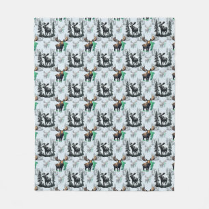 Elk Moose Antlers Deer Pattern Design Fleece Blanket