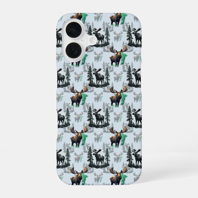 Elk Moose Antlers Deer Pattern Design  iPhone 16 Case (Back)