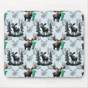 Elk Moose Antlers Deer Pattern Design Mouse Pad