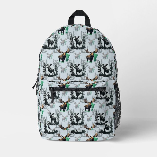 Elk Moose Antlers Deer Pattern Design  Printed Backpack (Front)