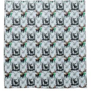 Elk Moose Antlers Deer Pattern Design  Shower Curtain