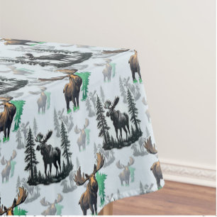 Elk Moose Antlers Deer Pattern Design Tablecloth