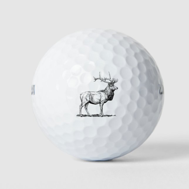 Elk Moose Deer Head Animal Hunting Antlers Golf Balls (Front)