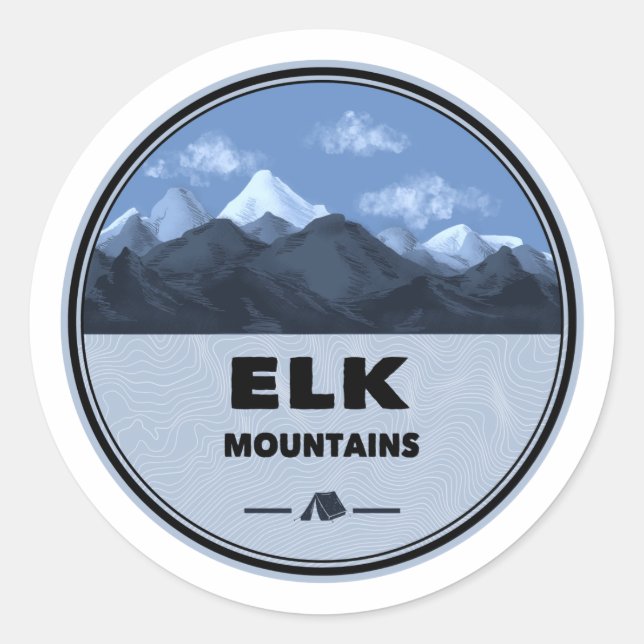Elk Mountains Colorado Camping Classic Round Sticker (Front)