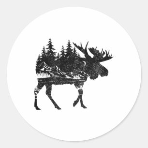 Elk Nature Alaska Hiking Fishing Camping Hunting G Classic Round Sticker