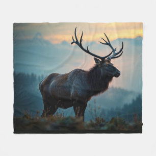 Elk on a Ridge at Dawn Fleece Blanket