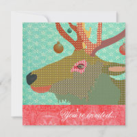 Elk Ornament Turquoise Red