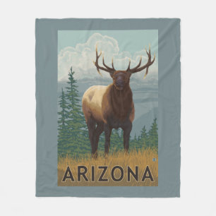 Elk SceneArizona Fleece Blanket