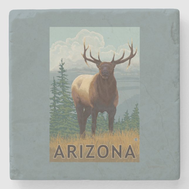 Elk SceneArizona Stone Coaster (Front)