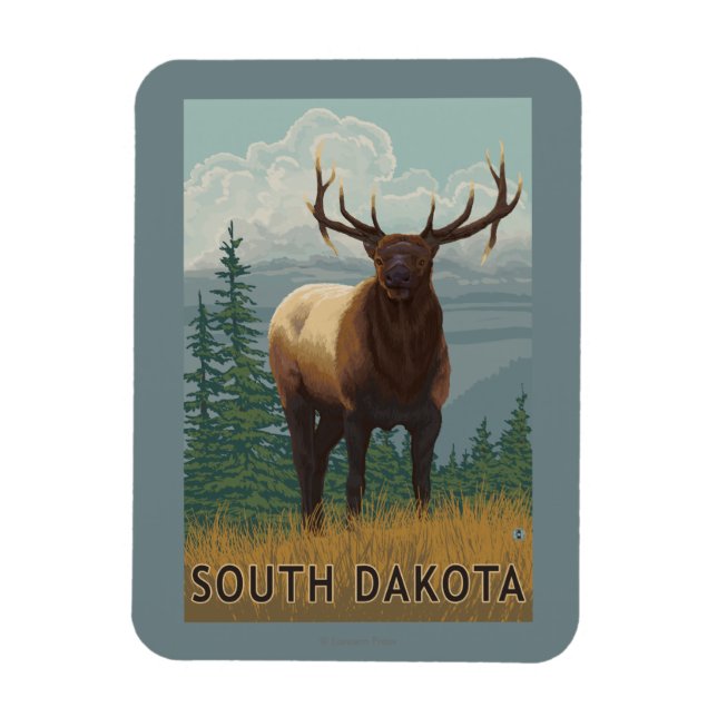 Elk SceneSouth Dakota Magnet (Vertical)