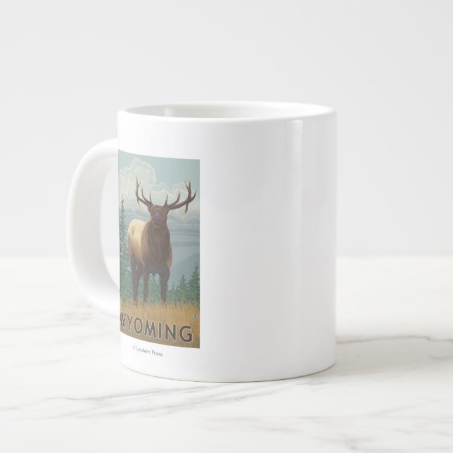 Elk SceneWyoming Large Coffee Mug (Front Left)