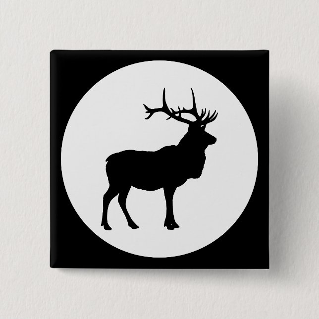 Elk Silhouette 15 Cm Square Badge (Front)