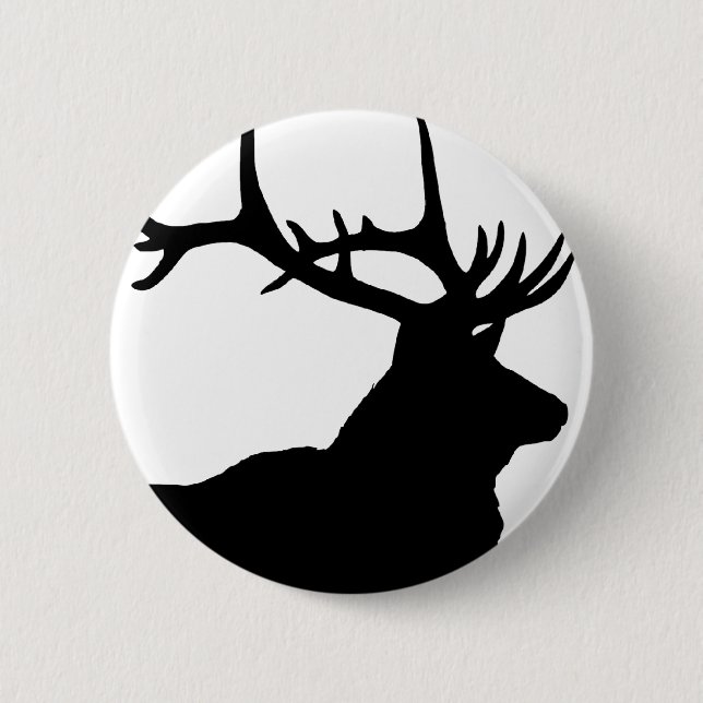 Elk Silhouette 6 Cm Round Badge (Front)