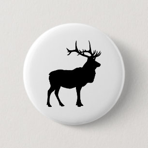 Elk Silhouette 6 Cm Round Badge