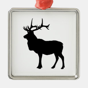 Elk Silhouette Metal Ornament