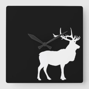 Elk Silhouette Square Wall Clock