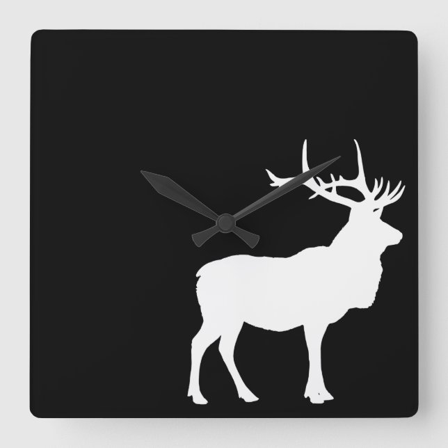 Elk Silhouette Square Wall Clock (Front)