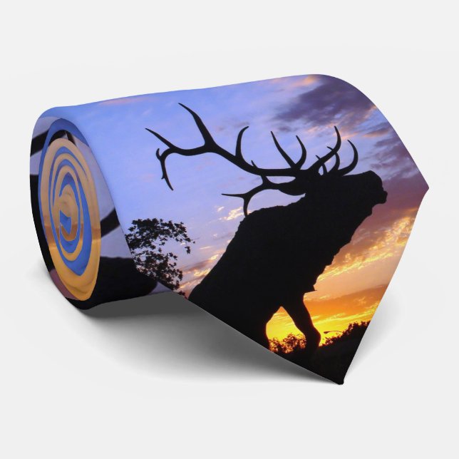 Elk silhouette Tie (Rolled)