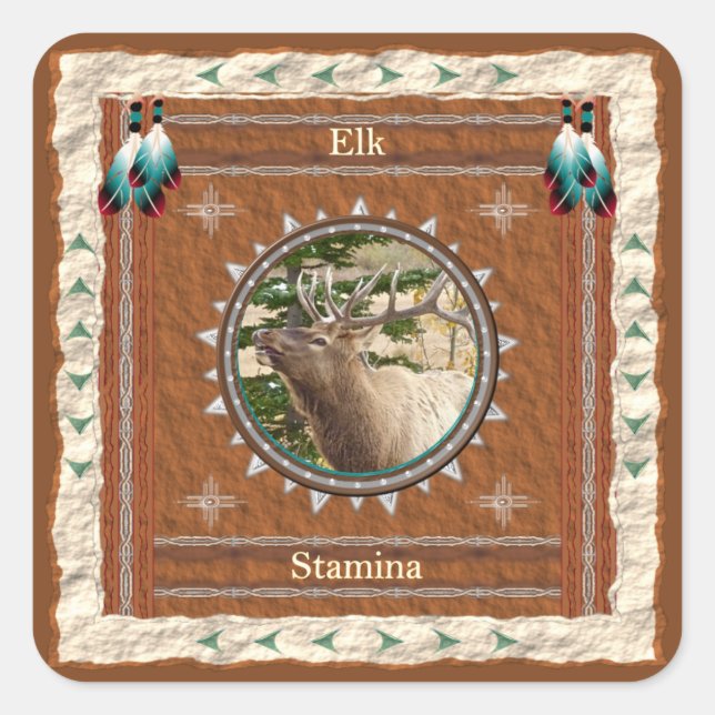 Elk Stamina Energy Square Sticker (Front)