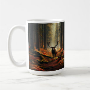 Elk Standing in a Vibrant Autumn Forest Coffee Mug