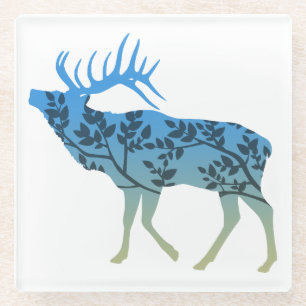 Elk Tree Glass Coaster