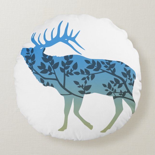 Elk Tree Round Cushion (Front)