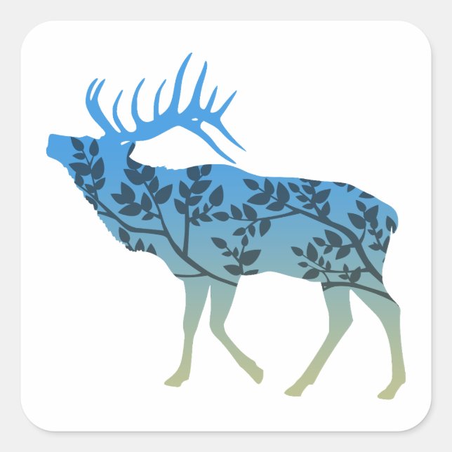 Elk Tree Square Sticker (Front)
