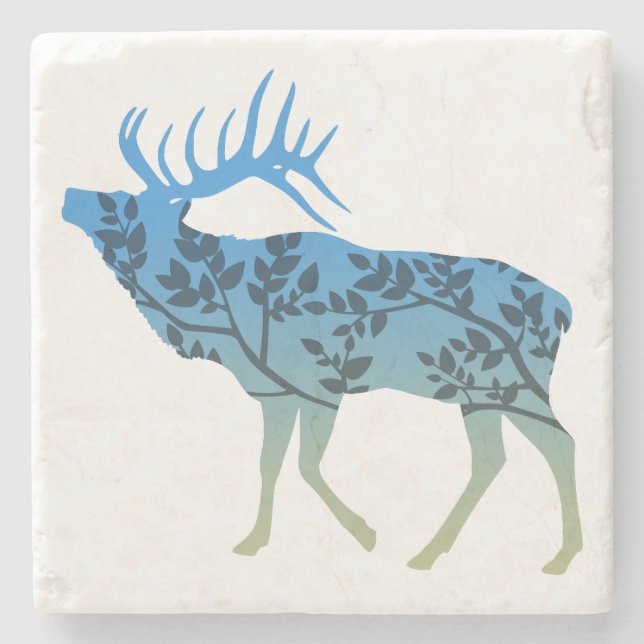 Elk Tree Stone Coaster (Front)