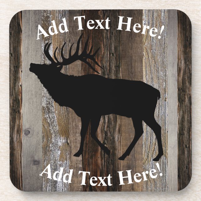 Elk Vintage Wood  Rustic Wood Coaster (Front)