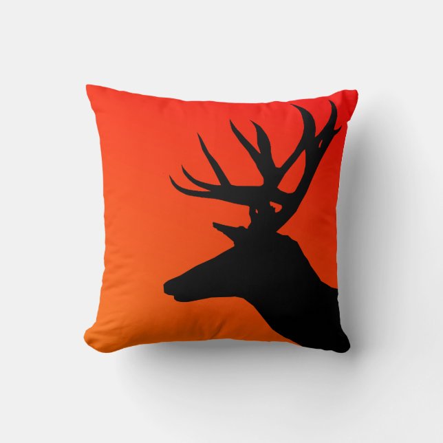Elk Wild Animal Silhouette Design Cushion (Front)
