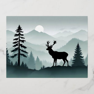 Elk Wildlife Animal Nature Environment Forest Art Foil Holiday Postcard