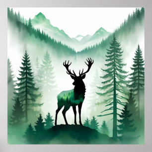 Elk Wildlife Animal Nature Environment Forest Art Poster