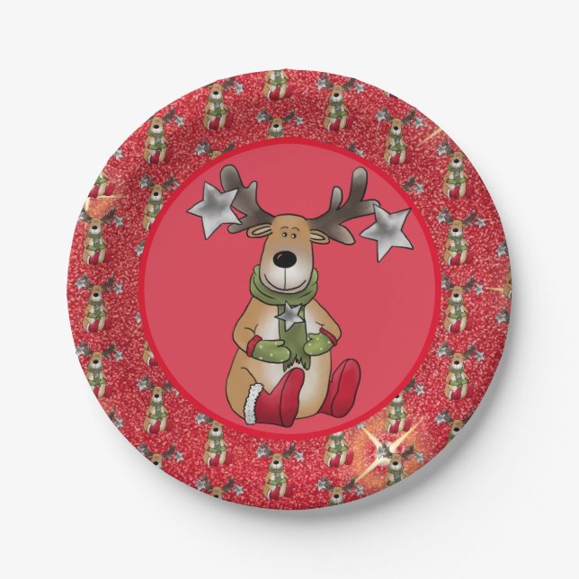 Elk with star paper plate (Front)