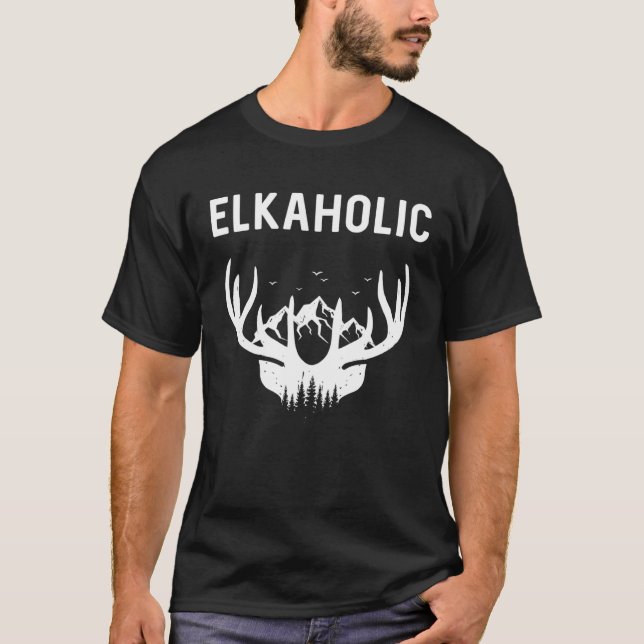 Elkaholic Red Deer Reindeer Wapiti Men Women T-Shirt (Front)