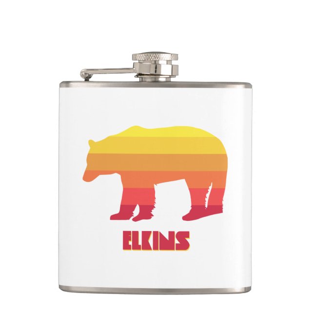 Elkins West Virginia Rainbow Bear Hip Flask (Front)