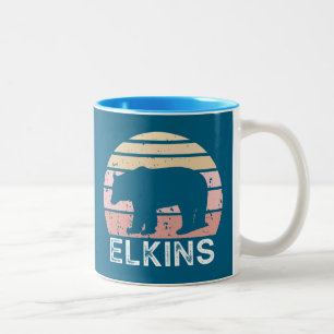 Elkins West Virginia Retro Bear Two-Tone Coffee Mug