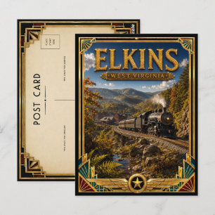 Elkins West Virginia Vintage Art Deco Golden Age Postcard