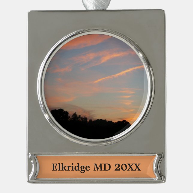 Elkridge Sunset Maryland Landscape Silver Plated Banner Ornament (Front)