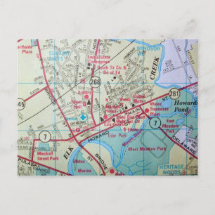 ELKTON, MD Vintage Map Postcard