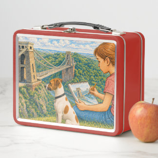 Ella and Bella Sketch Clifton Suspension Bridge Metal Lunch Box