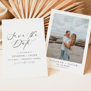 ELLA Elegant Minimalist Script Photo Save the Date Invitation