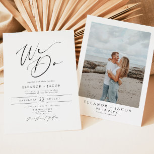ELLA Elegant Minimalist Script Photo Wedding Invitation